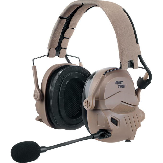 Наушники активные ShotTime с подключением к радиостанции, NRR 26dB, Tan ST-AE-282-M-T